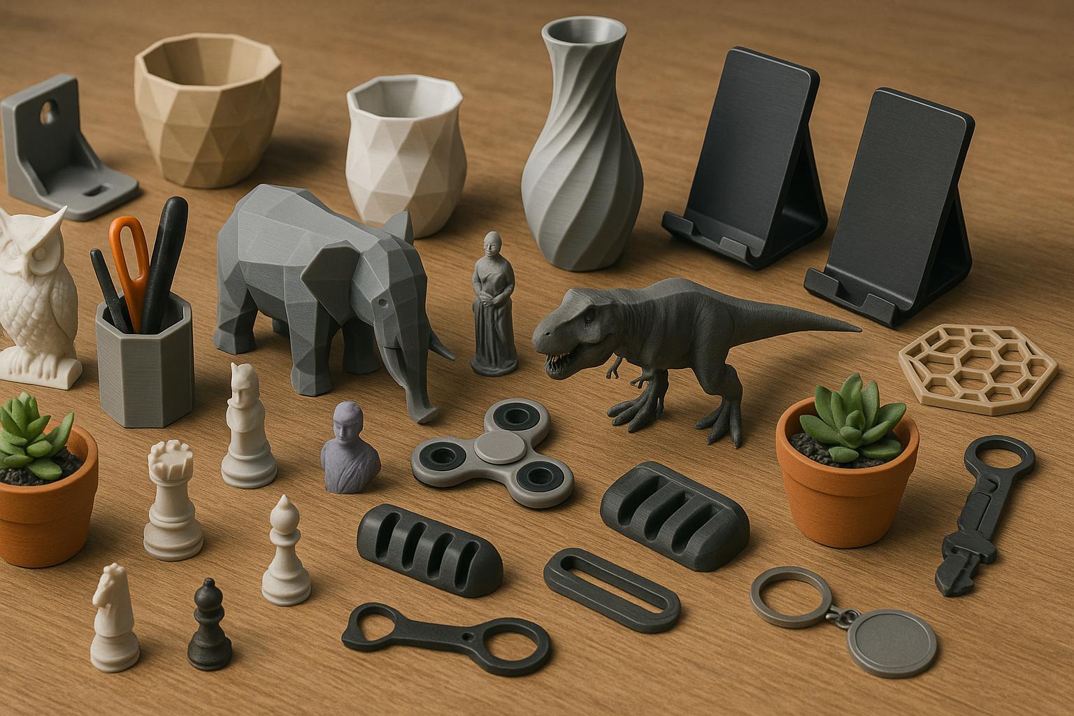 Različni 3D tiskani izdelki po pripravi modela